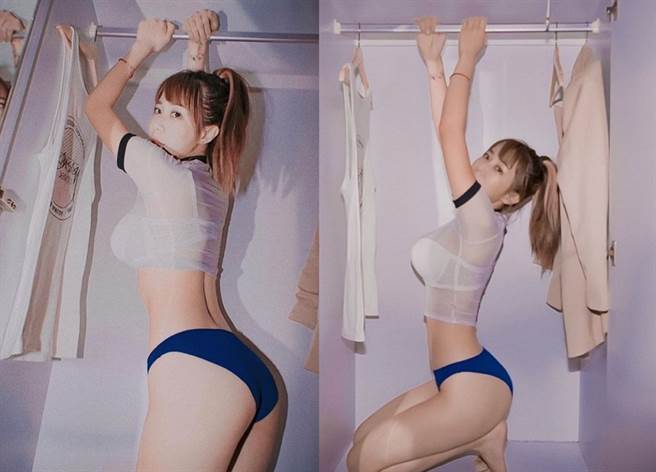 梓梓晒出穿透视款运动服辣照，让粉丝大饱眼福。(图/ 摘自董梓宁IG)