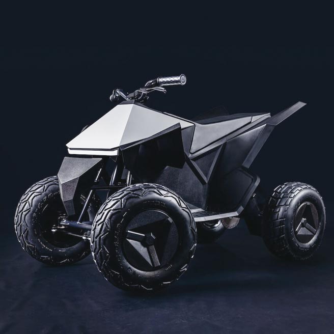 特斯拉推出供8岁以上儿童骑乘欧的电动越野车Cyberquad，最大续航力15英里，时速最高可达16公里。图／下载自官网