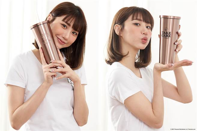 史努比Take care不銹钢饮料杯（附吸管），780元。（新光三越提供）