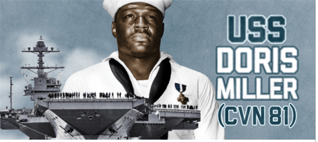 珍珠港英雄多利斯‧米勒，他的名字将成为第4艘福特级航空母舰。(图/美国海军)