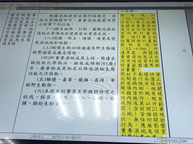 社子岛开发案今进行环评审议，开发单位称计画开发范围不涉及湿地。（杨亚璇摄）