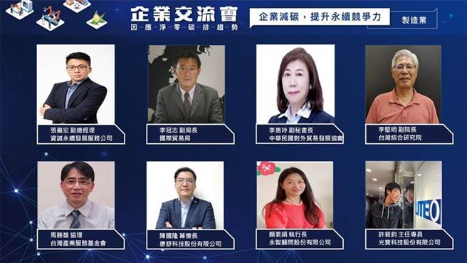 貿易局與外貿協會、工研院及五大科技相關公協會合作，於12月7日舉辦線上企業交流會，邀請專家學者分享COP26最新觀察與減碳趨勢。（圖／經濟部）
