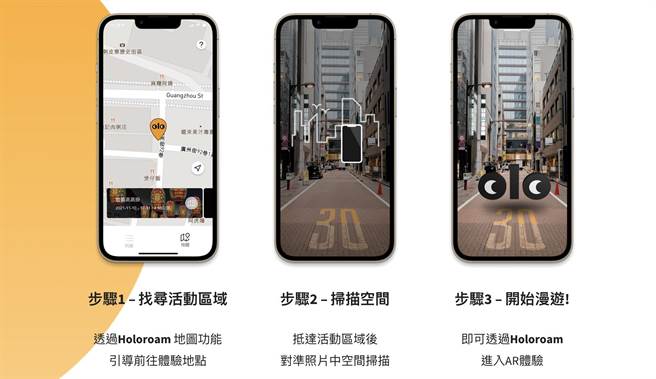 「Holoroam」為一套能在城市街景空間中能進行大範圍、沉浸式擴增實境AR體驗的APP。（翻攝Holoroam官網）