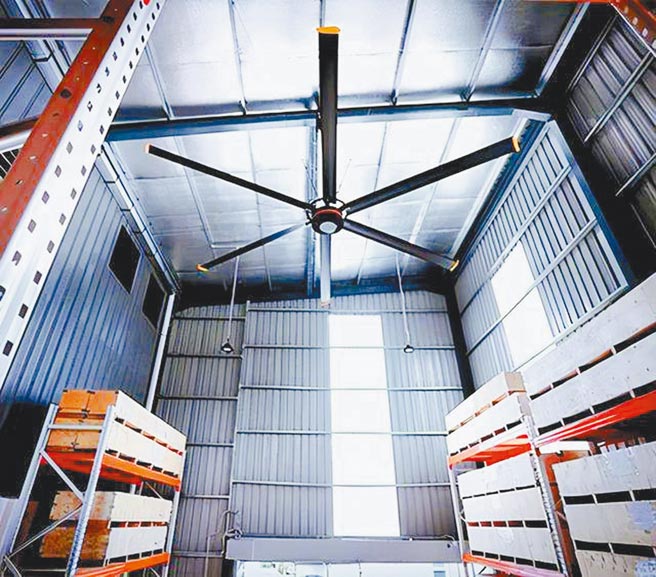 科莱斯风悦Ⅲ系列大风扇应用在工业厂房中使用。图／业者提供