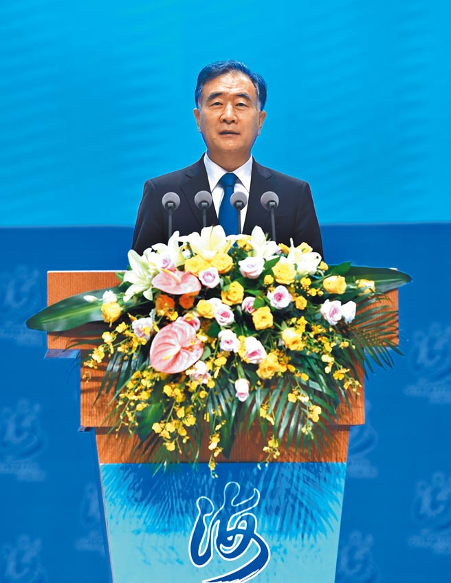 两岸重要交流活动海峡论坛即将开幕，国民党主席朱立伦与大陆政协主席汪洋（见图），将分别以视讯方式，发表谈话并祝论坛成功举办。（新华社）