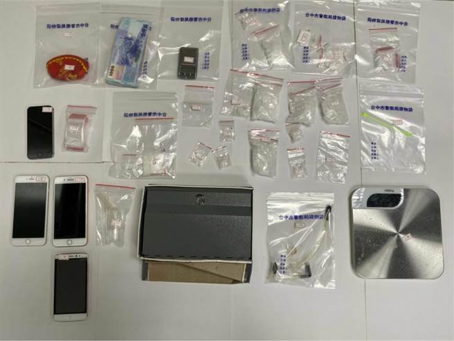 警方於湯嫌住處起獲大批毒品。（台中市警察局提供／張妍溱台中傳真）