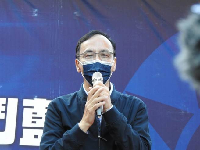 國民黨主席朱立倫下午參加戰鬥藍在台北場的公投說明會。（趙婉淳攝）