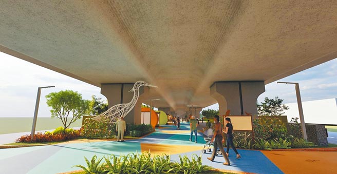 桃园市政府规画在许厝港内海、永安渔港各设置1处低碳转运站，用电动机车、YouBike、电动巴士接驳，未来汽车不再进入许厝港溼地，保护生态，图为模拟图。（桃园市政府环保局提供／陈梦茹桃园传真）