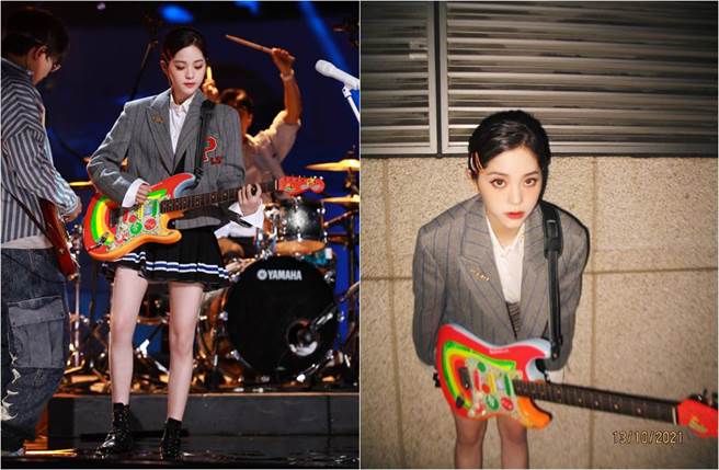 欧阳娜娜把头髮绑成低马尾，举手投足帅气又有个性。（图／取材自欧阳娜娜Nana工作室微博）