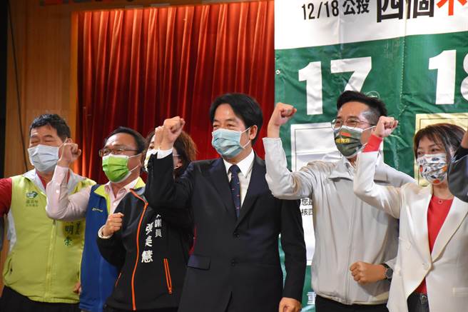 賴清德宣講「4個不同意，台灣更有力」。（羅亦晽攝）