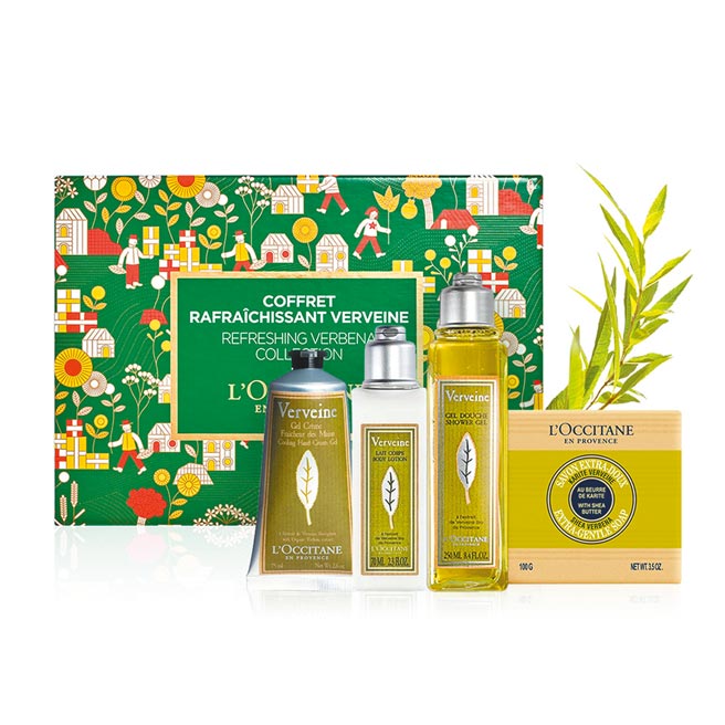 PChome 24h購物的L’OCCITANE歐舒丹豐收限定版馬鞭草身體保養禮盒，15日到1月3日期間享耶誕跨年限定優惠1700元。（PChome 24h購物提供）