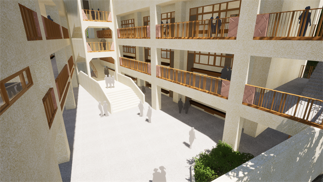 基隆市立銘傳國中校舍整建，新建A棟地上5樓、B棟地下2樓及地上3樓建物。（基隆市政府提供／陳彩玲基隆傳真）