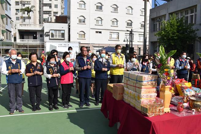 竹南镇博爱公园风雨球场工程动土典礼16日上午举行。（谢明俊摄）