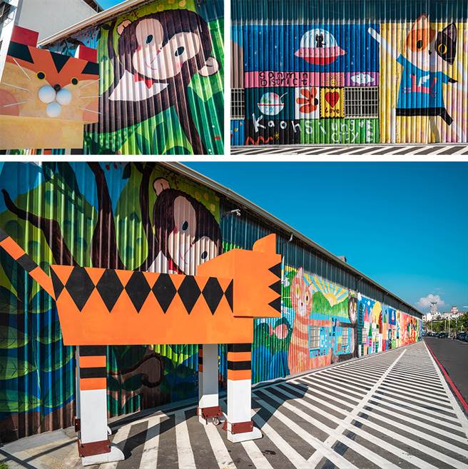 三名区丰裕里的作品「童舞」是艺术家，也是里长的谢锡元所设计，由艺术家「笔叉」带领绘制，附近树科大的学生也来协助彩绘，为铁皮屋画上活泼童趣的图案。(摄影/黄敬文)