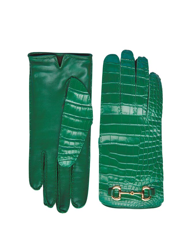 Gucci绿色马衔炼手套，11万4900元。（Gucci提供）
