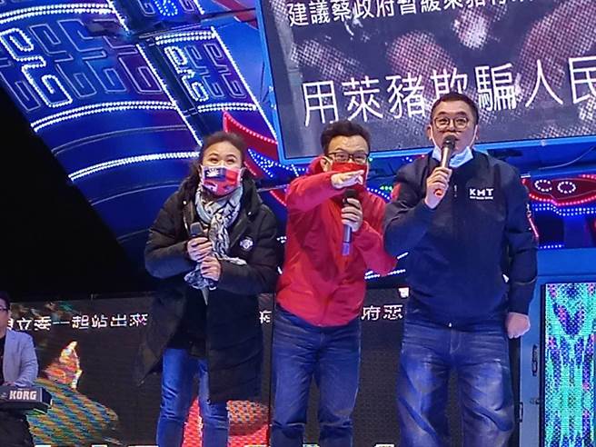 国民党立委郑正钤（中）认为公投大选脱勾，催不出投票率，也就难以反映真正民意。（邱立雅摄）