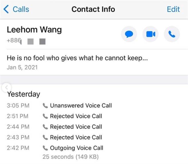 李靓蕾一直试图连络上王力宏，对方却不肯接电话。(图/翻摄自李靓蕾IG)