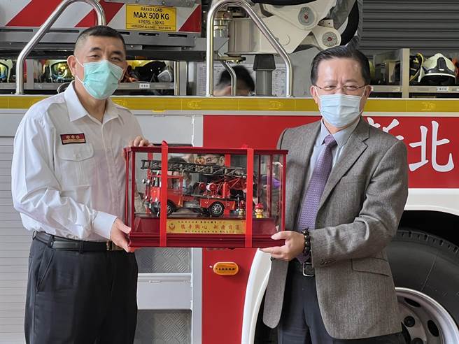 消防署補助新北市消防局汰換老舊消防車，今舉行交車典禮。（王揚傑攝）