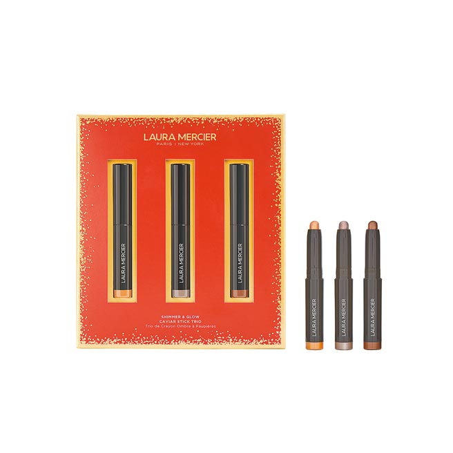 京站的LAURA MERCIER迷你眼彩礼盒，原价2013元，特价1080元，单笔消费满4500元赠香草巧酥刷具包、焕顏凝露、焕顏透明蜜粉。（京站提供）