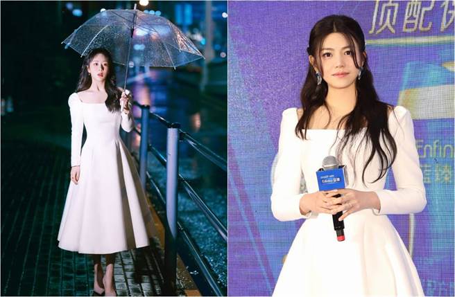 38歲陳妍希（右圖）巧撞衫29歲楊紫。（圖／取材自楊紫工作室、陳妍希工作室微博）