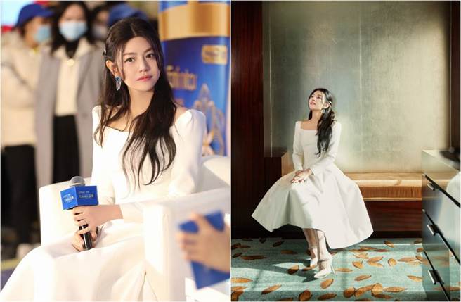 陳妍希以一襲白色修身長裙、頂著大波浪的氣質公主頭，優雅出席活動。（圖／取材自陳妍希工作室微博）