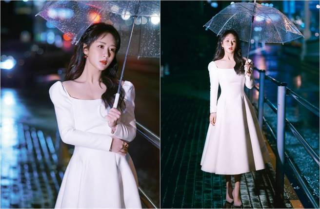 楊紫也是放下一頭浪漫長髮，加上禮服的宮廷風方領設計，讓楊紫宛如真人版公主。（圖／取材自楊紫工作室微博）