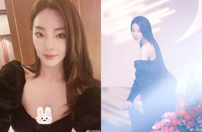 张雨绮晒出自拍与他拍照对比。（图／翻摄自张雨绮微博）