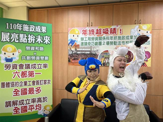 台南市政府劳工局宣传劳动法令用演的，邀奇巧剧团至柳营国小及盐水国小演出。(台南市劳工局提供／刘秀芬台南传真)