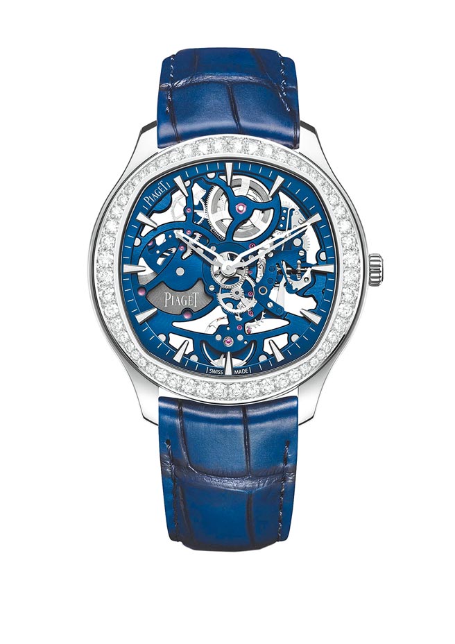 伯爵Polo系列伯爵蓝镂空白金钻石超薄表，183万元。（伯爵提供）