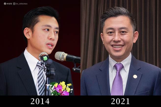 新竹市市长林智坚刊出7年对比照，引发网路轰动。（图／取自林智坚脸书）
