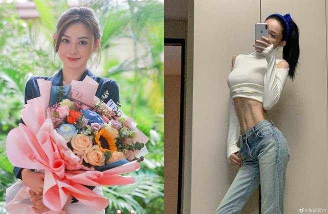 张颖颖外型亮眼又有腹肌及纸片腰。（图／翻摄自张颖颖YY微博）