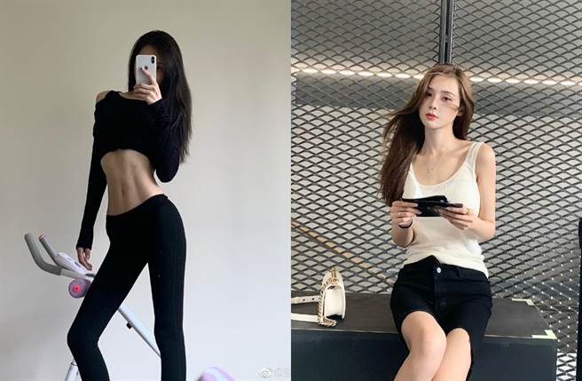 张颖颖皮肤白皙，纤腰吸睛。（图／翻摄自张颖颖YY微博）