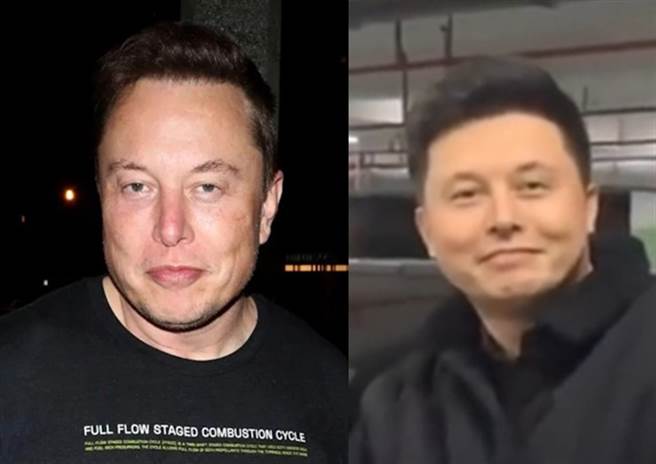 大陸一名男子（右）撞臉馬斯克引發熱議。（合成圖／翻攝自Global Times、美聯社）
