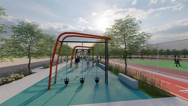 运动主题公园增添多项运动器材。（新竹县政府提供）