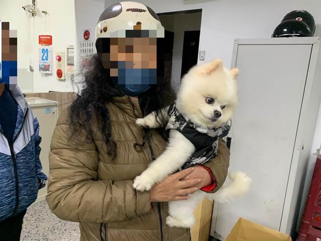 基隆一名林姓女子饲养的爱犬「辛巴」于深夜走丢，警方协助寻回。（基隆市警局提供／陈彩玲基隆传真）