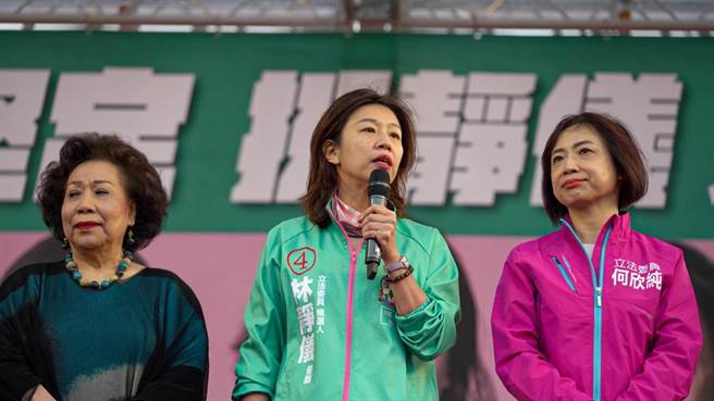 台中市第二選區民進黨候選人林靜儀下午在霧峰區福新宮舉辦造勢活動，林靜儀也出面呼籲大家一月九日要還陳柏惟一個公道。（馮惠宜攝）