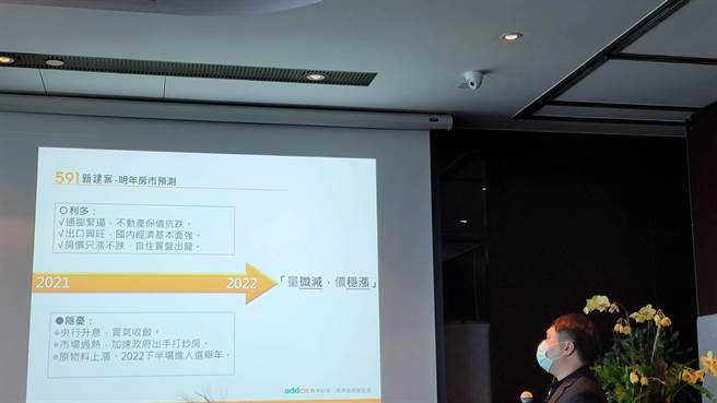 通膨加資金潮，2021年第4季全台推案量單季繳出5千億案量，即便有疫情加打房等利空，但展望2022年，591新建案預期，將呈現量微減、價穩漲局面，推估全年推案量將降至1.4兆至1.5兆元間。(王莫昀攝)