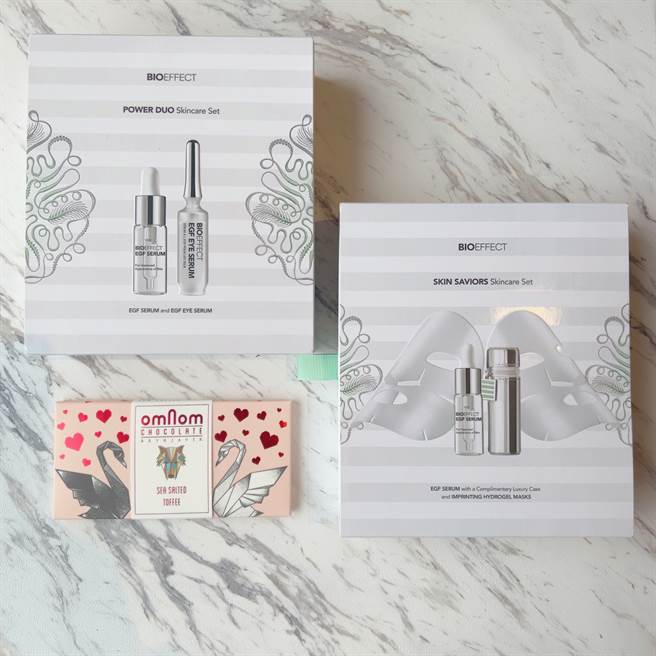 至臺北忠孝SOGO专柜，购买BIOEFFECT蓓欧菲的节日礼盒便可获得omnom巧克力，限量100份。（邱映慈摄）