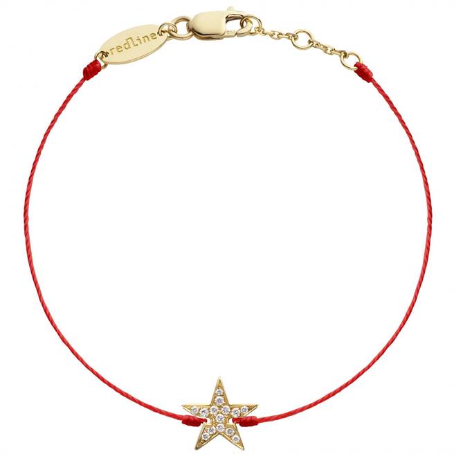 新光三越RedLine Stella五角星钻石黄K金经典红线手炼，2万6800元。（新光三越提供）