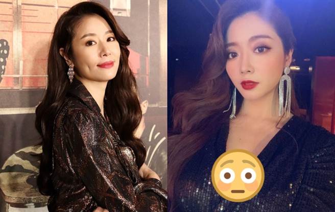 成语荞神模仿林心如饰演的萝丝妈妈桑，服装部份更性感，将好身材展露无遗。（图／FB@林心如；IG@成语荞）