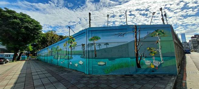 健康路侧转角彩绘后墙面。（北市产发局提供／杨亚璇台北传真）