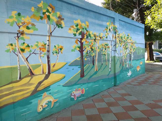 健康路侧彩绘后墙面。（北市产发局提供／杨亚璇台北传真）