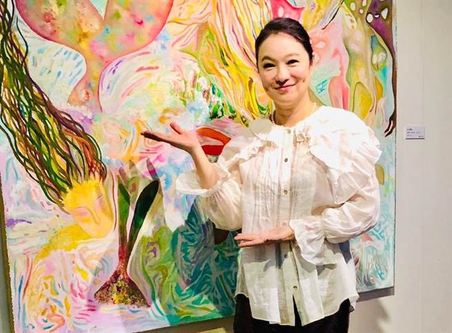 張瑞竹的繪畫作品於樹德科大「橫山藝術季」展覽。（張瑞竹提供）