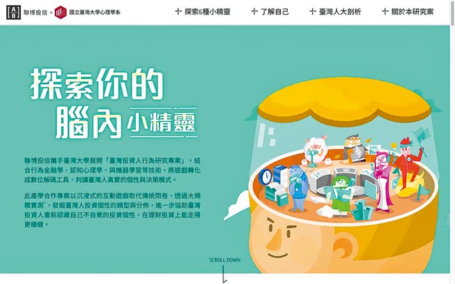 聯博投信攜手臺灣大學心理學系副教授黃從仁，開發投資行為測驗遊戲。圖／聯博投信提供