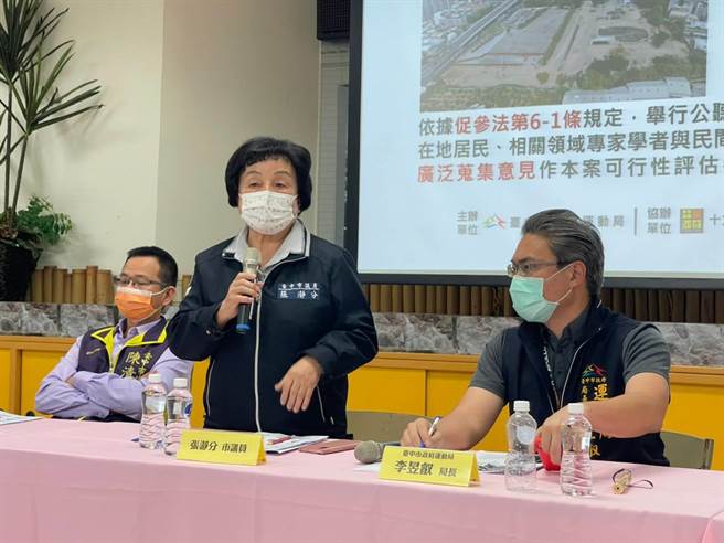 台中市议员张瀞分（中）发言表达意见。（台中市运动局提供／王文吉台中传真）