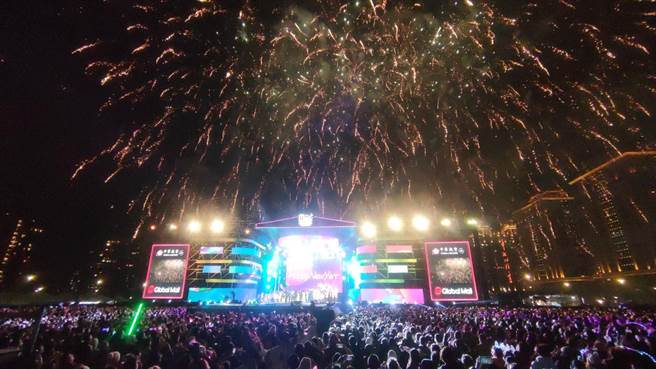 meet遇见桃园跨年演唱会在桃园市高铁站前广场举办，并用100秒烟火迎接新年。（赖佑维摄）