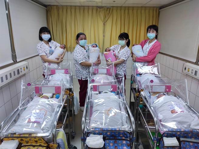 元旦宝宝合照。（宏其妇幼医院提供）