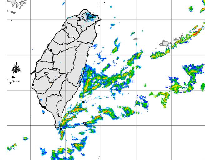 假期最後一天，東部外海、北海岸有水氣移入，天氣較不穩定。（中央氣象局提供）