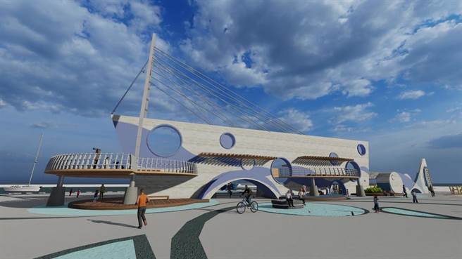 東石漁港既有景觀台因結構危險將全部打掉，新建景觀台除仍保有原「大船入港」風格，也會營造更多遮陽空間，並設置2樓景觀台。（嘉義縣政府提供∕呂妍庭嘉義傳真）