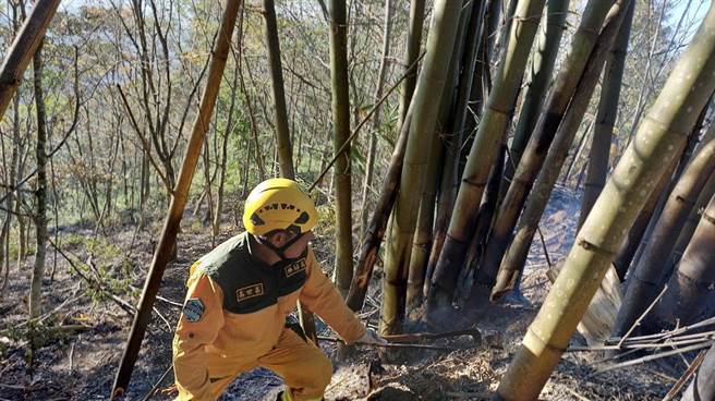 埔里镇蜈蚣崙山区，3日发生森林火灾。（南投林区管理处提供／廖志晃南投传真）
